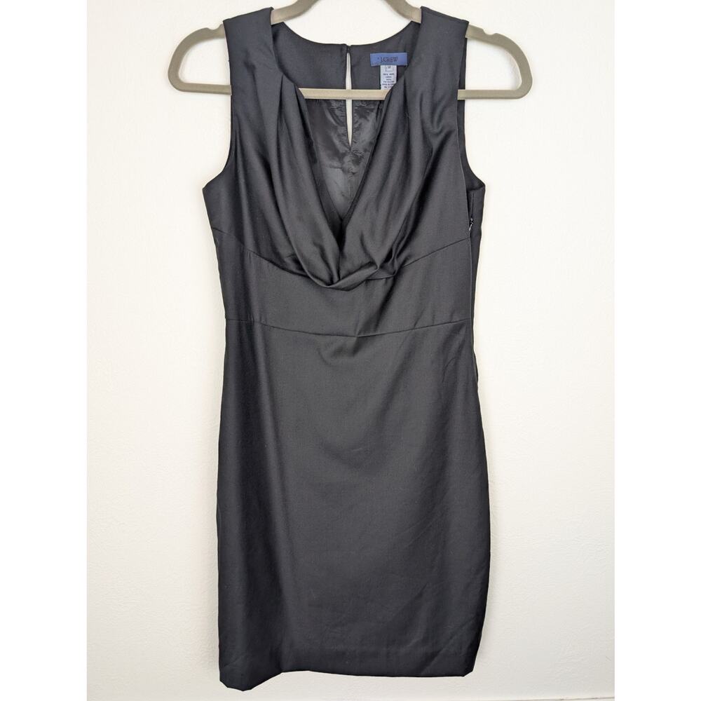 J Crew Dress Wool Sheath Babydoll Career Office Neutral Academia Black Size 2P